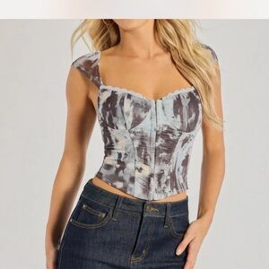 Windsor Blue and Gray Tie-Dye Bodysuit